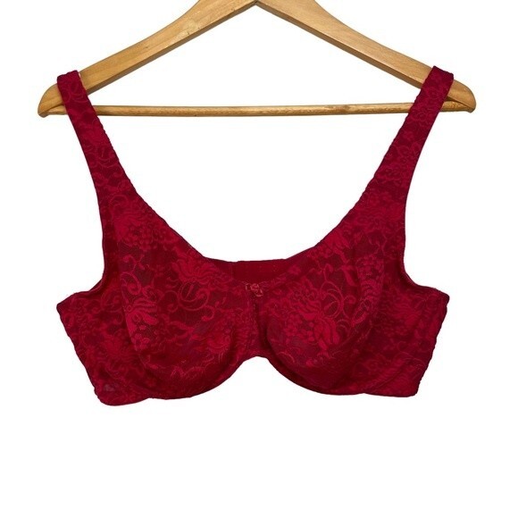 Cacique Red Unlined Full Coverage Underwire Lace Bra Size 40D - Picture 11 of 11